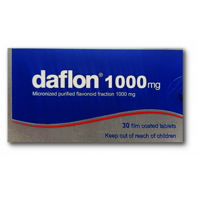 DAFLON 1000 MG MICRONIZED PURIFIED FLAVONOID FRACTION ( DIOSMIN 900MG + HESPERIDIN 100MG ) 30 FILM-COATED TABLETS